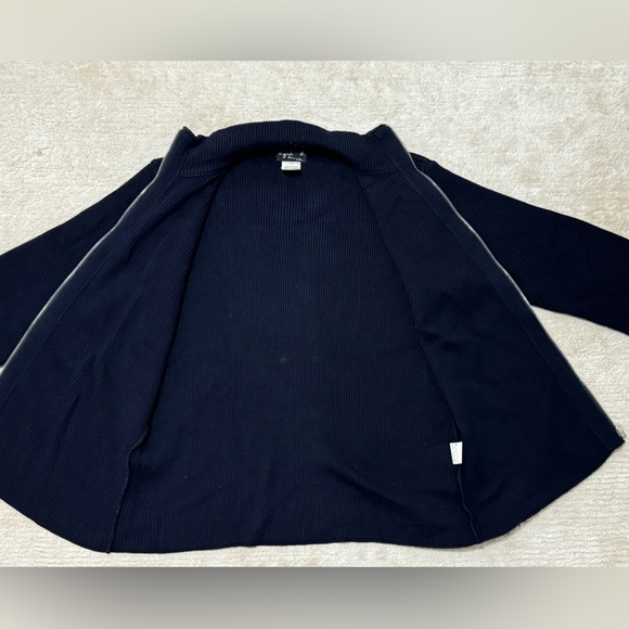 Vintage Agnes b. Homme Cardigan Sweater Full Zip Merino Wool Rib Knit Slim Sz 2 - Picture 5 of 15